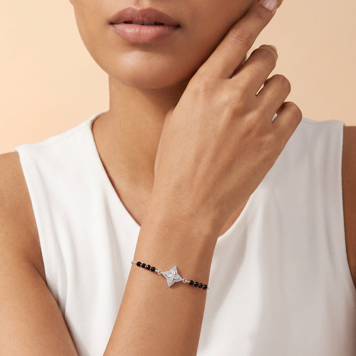 Ornate Star CZ Silver Bracelet