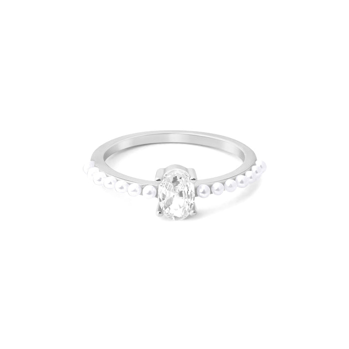 Oval Solitaire Pearl Ring