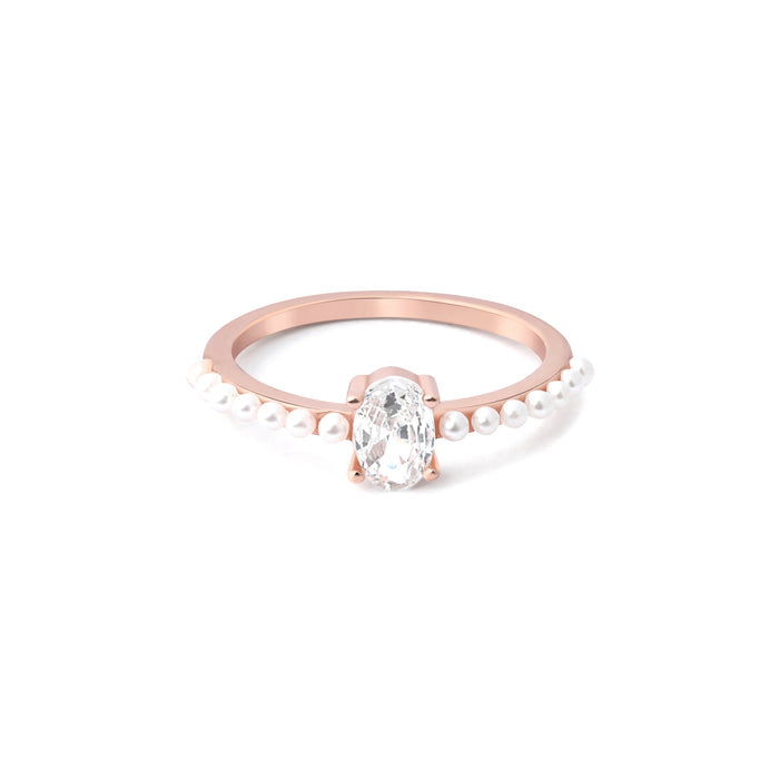 Oval Solitaire Pearl Ring