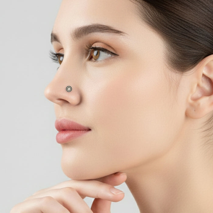 Oxidised Floral Mandala Nose Pin