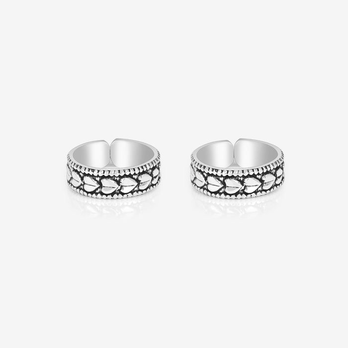 Oxidized Heart Shape Toe Ring