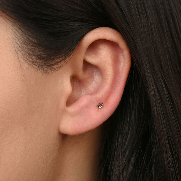 Oxidized Starfish Silver Stud Earring