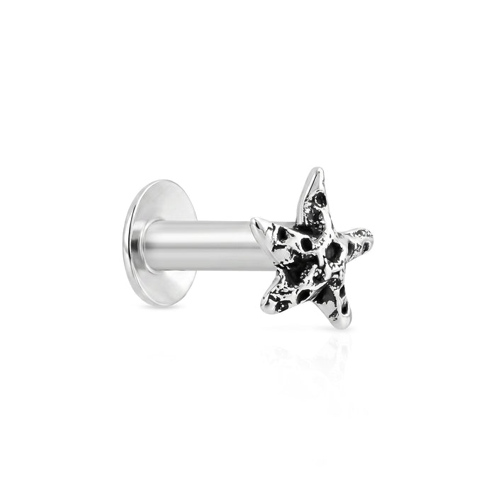 Oxidized Starfish Silver Stud Earring