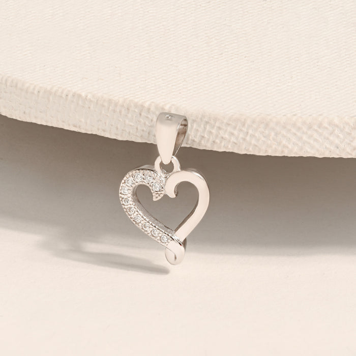 Pavé Loop Heart Silver Pendant
