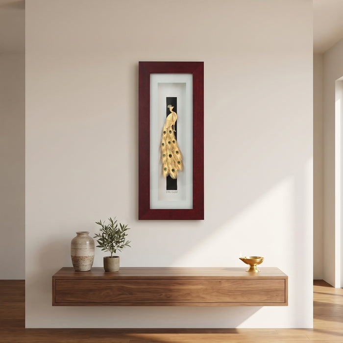 Peacock 24K Gold Foil Wall Frame