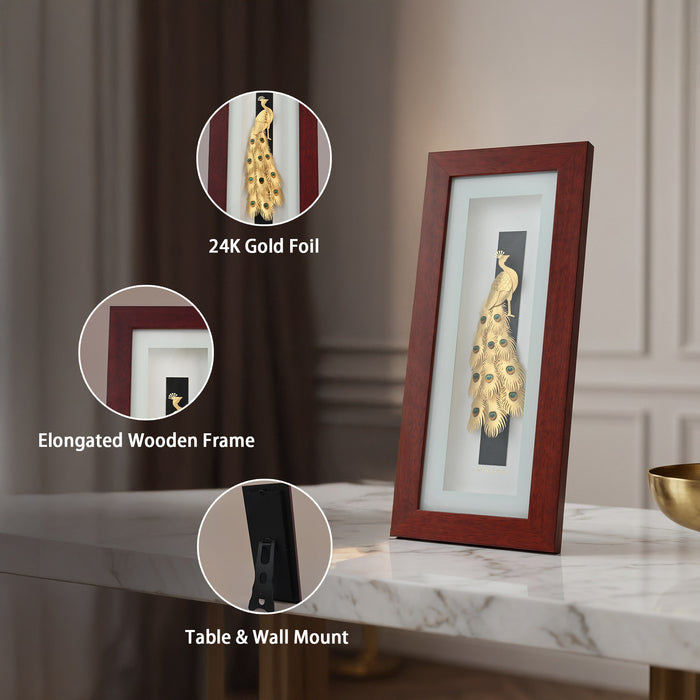Peacock 24K Gold Foil Wall Frame