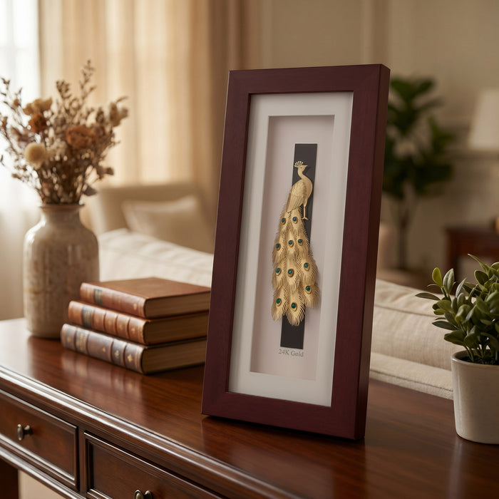 Peacock 24K Gold Foil Wall Frame