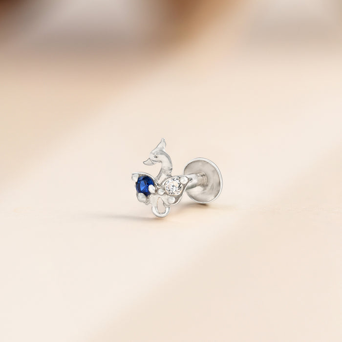 Peacock Charm Silver Nose Pin