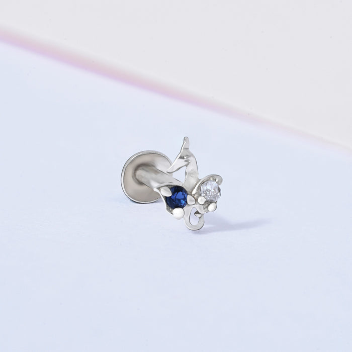 Peacock Charm Silver Nose Pin