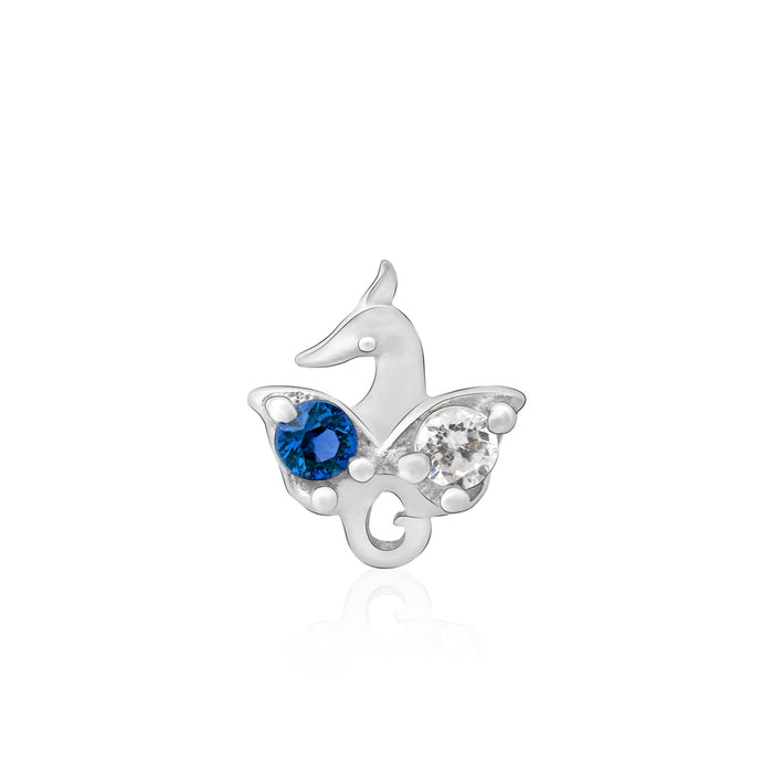 Peacock Charm Silver Nose Pin