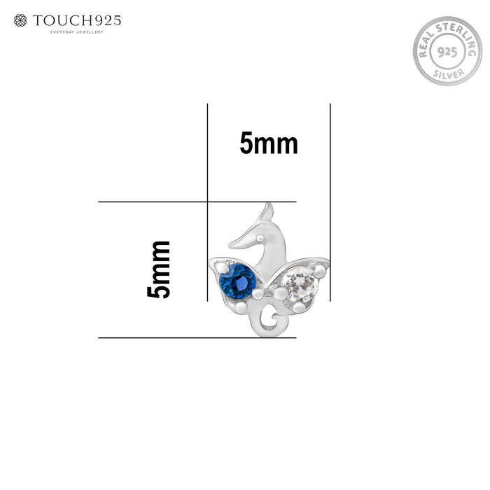 Peacock Charm Silver Nose Pin