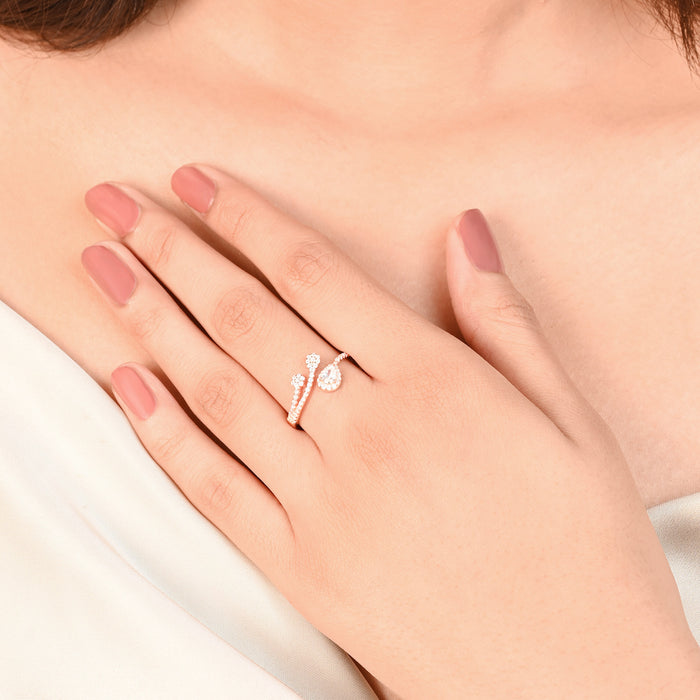 Pear Halo Wrap Ring