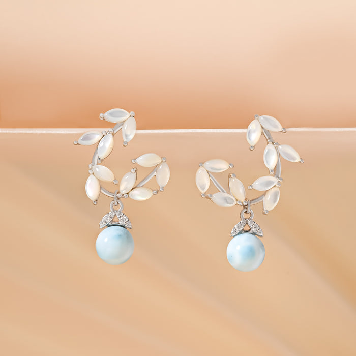 Pearl Beads Leaf Earring