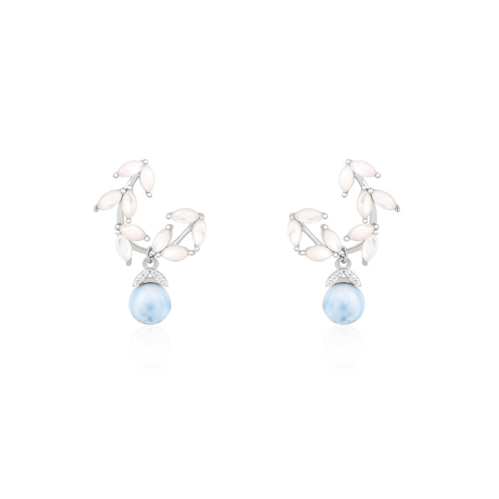Pearl Beads Leaf Earring