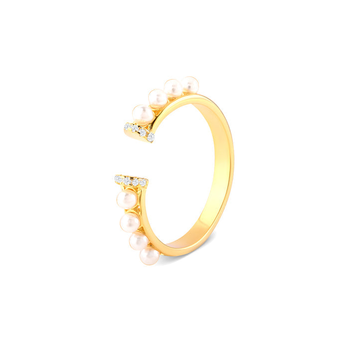 Pearl Crown Open Ring