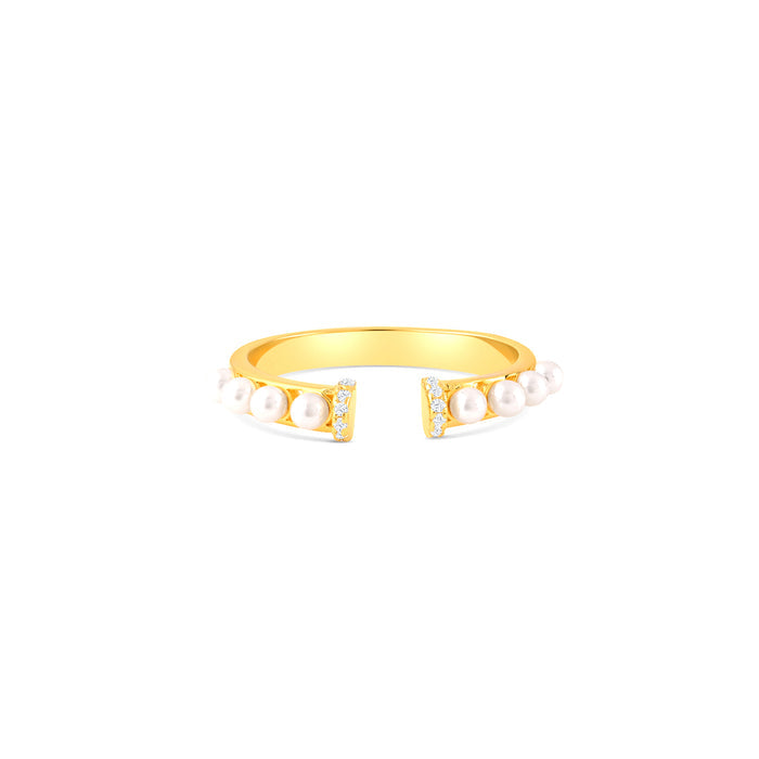 Pearl Crown Open Ring