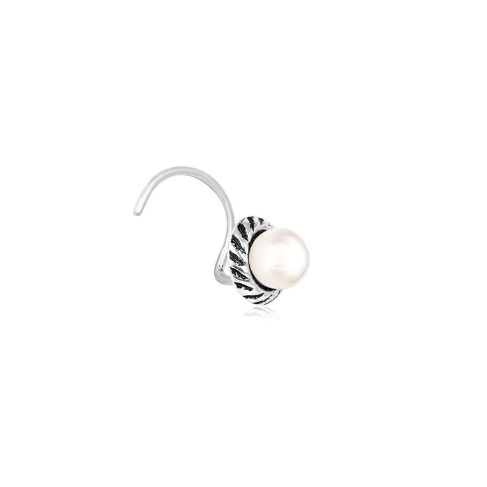 Pearl Oxidized Nose Pin