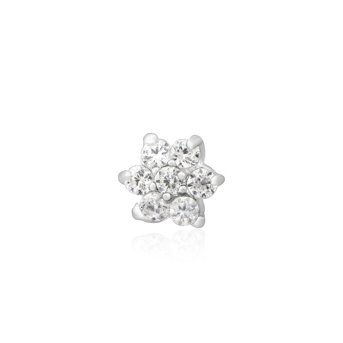 Petite Floral Silver Nose Pin