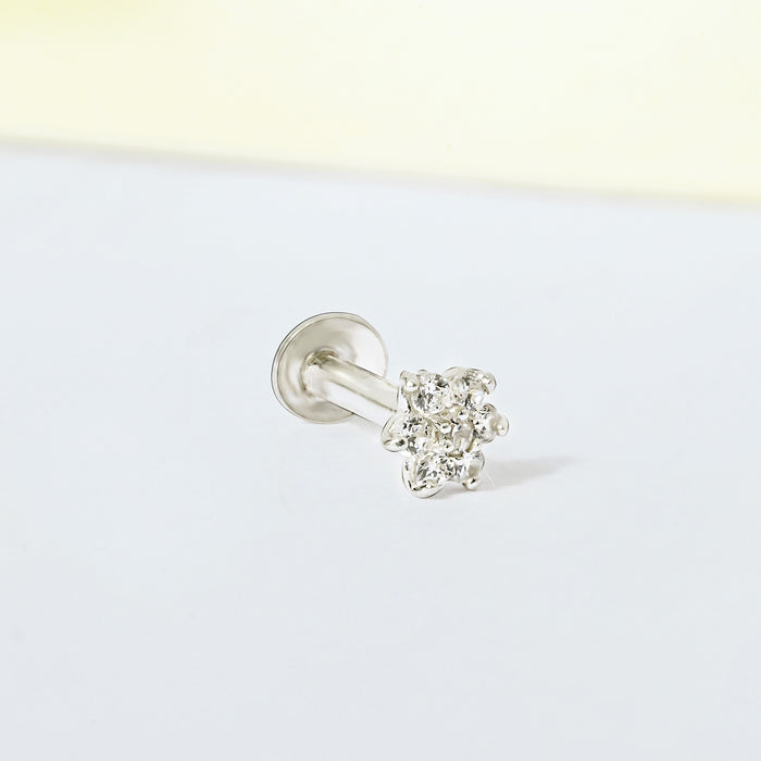 Petite Floral Silver Nose Pin