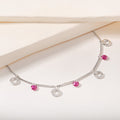 Pink Bead and Circle Charm Bracelet