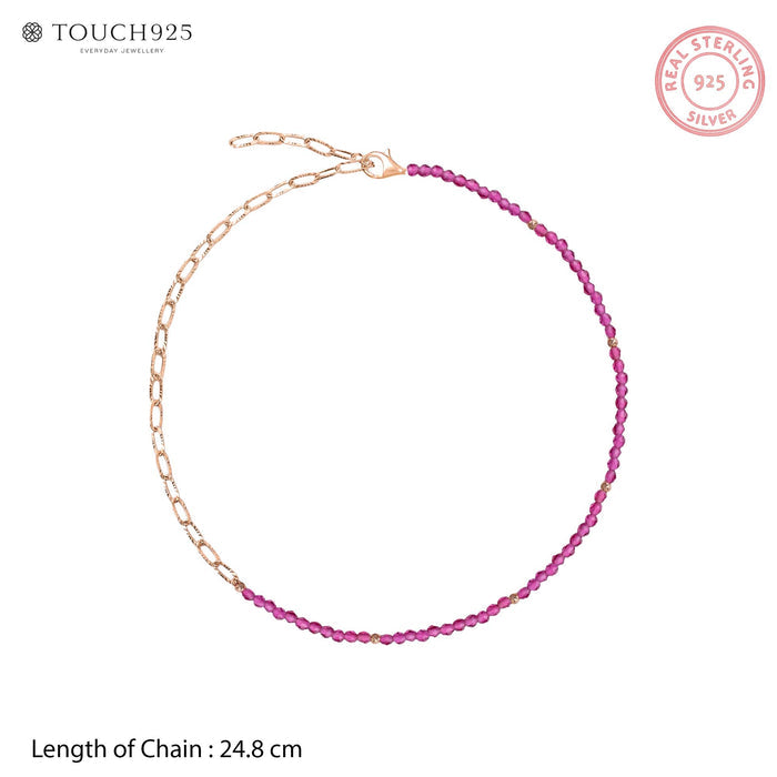 Pink Bead Link Anklet
