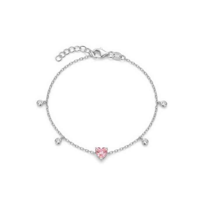 Pink Heart Silver Bracelet
