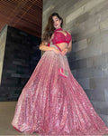 Pink Satin Silk Lehenga Choli With Sequence Work