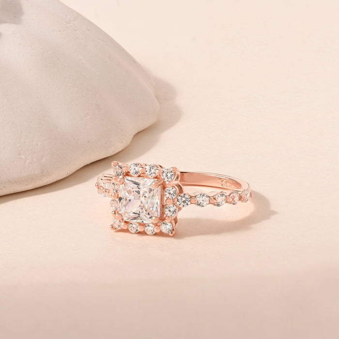 Princess Cut Halo Ring