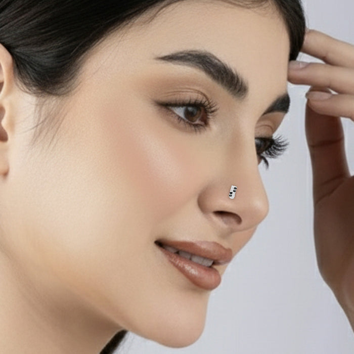 Radiant Bar Silver Nose Pin