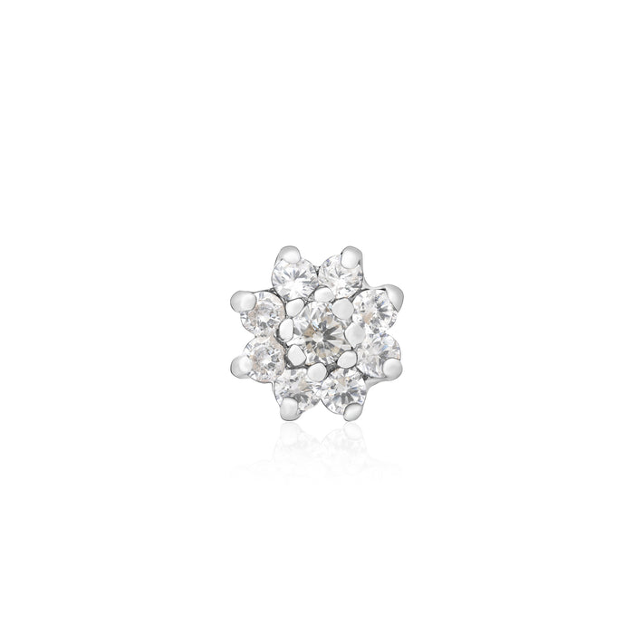 Radiant Bloom CZ Silver Nose Pin