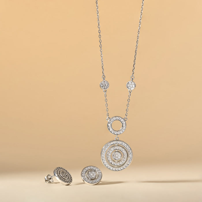 Radiant Circle CZ Statement Necklace Set