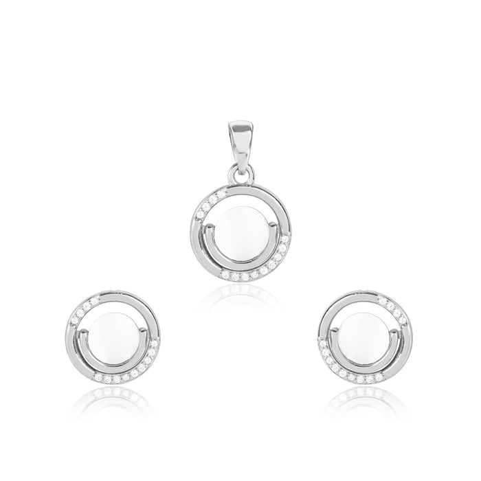 Radiant Circle Zirconia Pendant Set