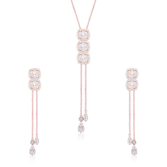 Radiant Cubic Cascade Necklace Set