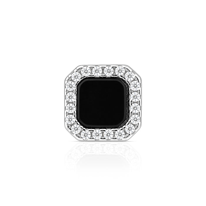 Rectangular Onyx Halo Stud