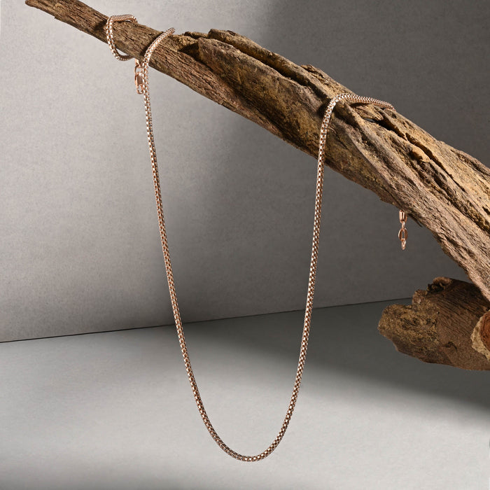 Rose Gold Box-Link Silver Chain