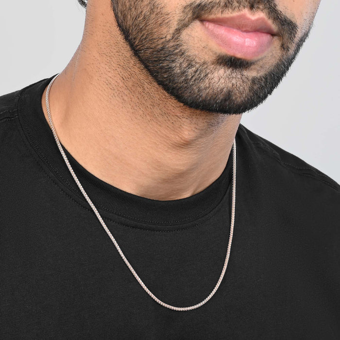 Rose Gold Box-Link Silver Chain