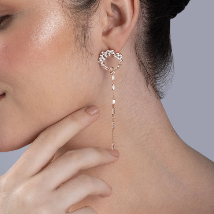 Rose Gold Circular Sleek CZ Dangler