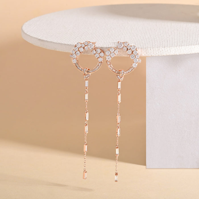 Rose Gold Circular Sleek CZ Dangler