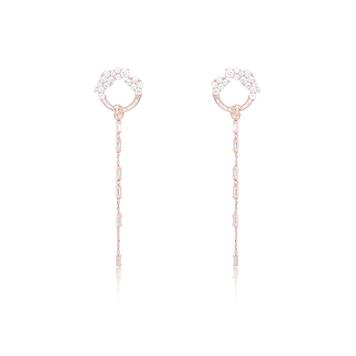 Rose Gold Circular Sleek CZ Dangler
