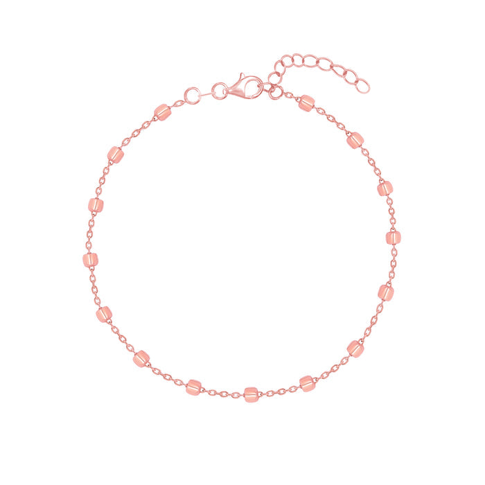 Rosy Bead Silver Bracelet