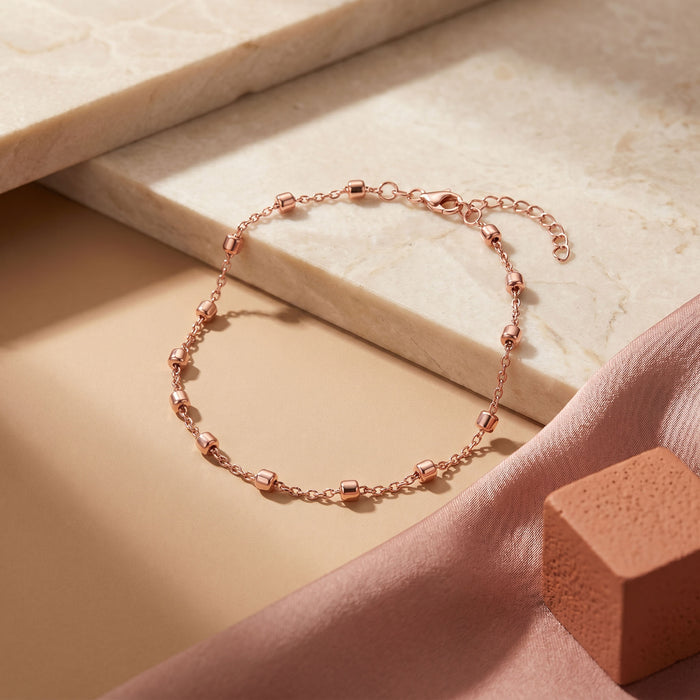 Rosy Bead Silver Bracelet