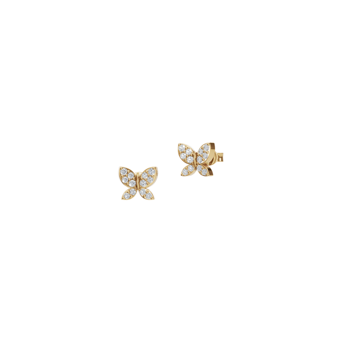 Round Cut Lab Grown Diamond Bezel Set Butterfly Stud Earrings