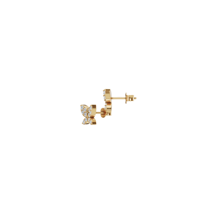 Round Cut Lab Grown Diamond Bezel Set Butterfly Stud Earrings