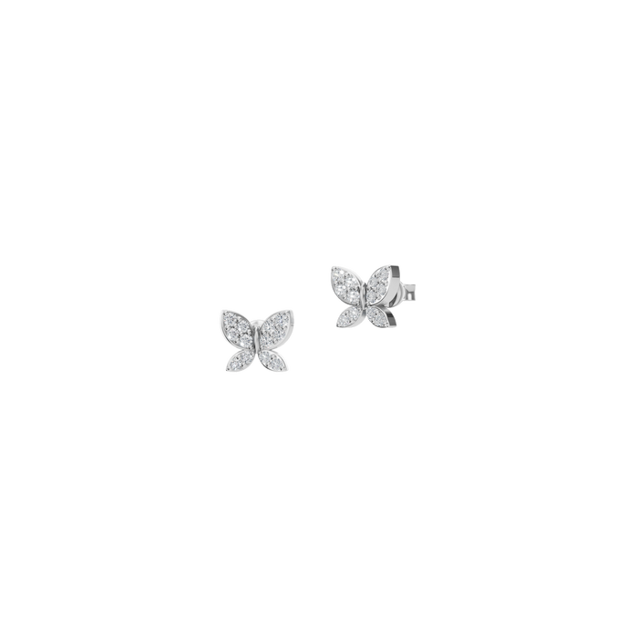 Round Cut Lab Grown Diamond Bezel Set Butterfly Stud Earrings