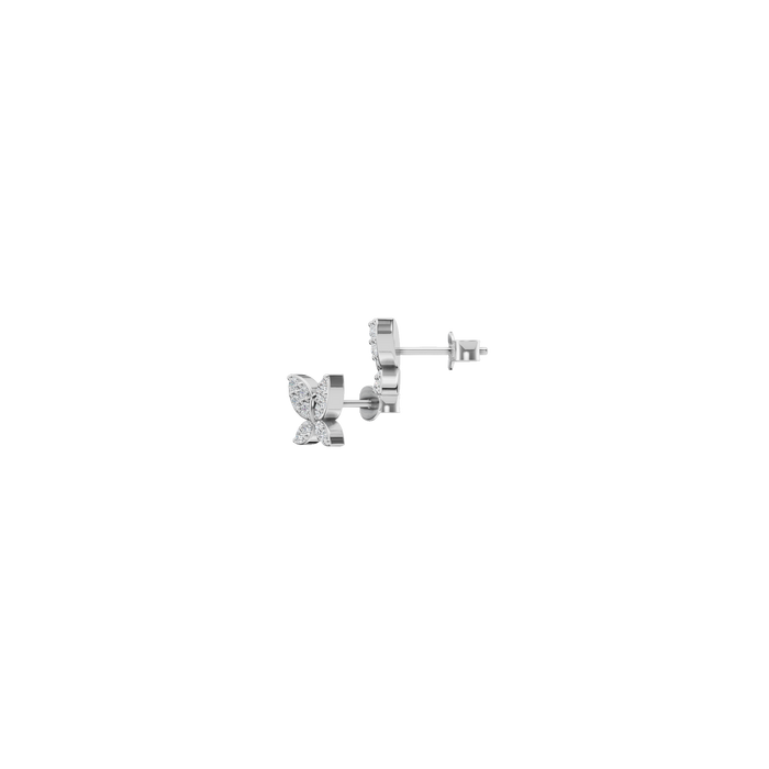 Round Cut Lab Grown Diamond Bezel Set Butterfly Stud Earrings