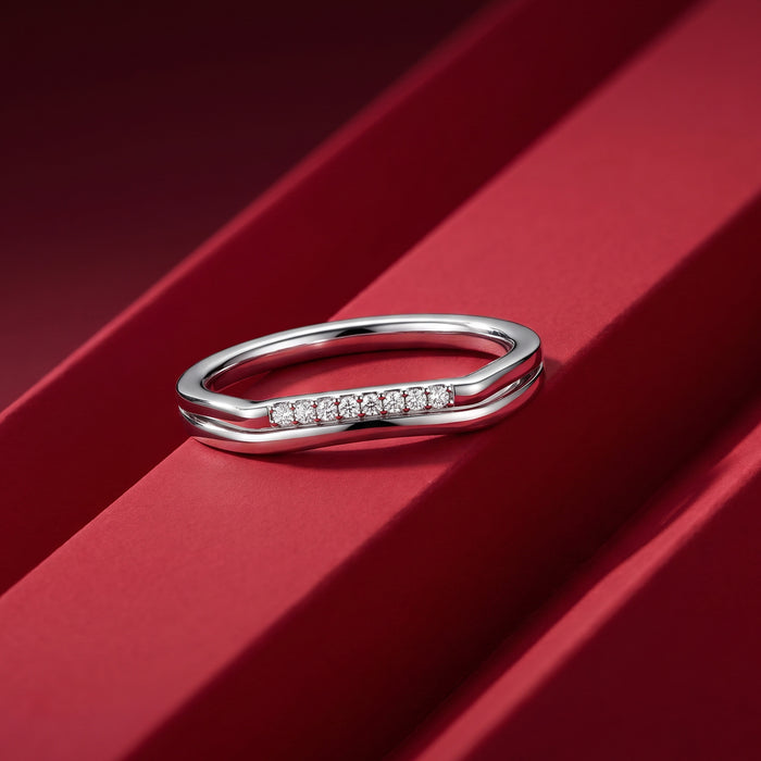 Row-Set Silver Band Ring