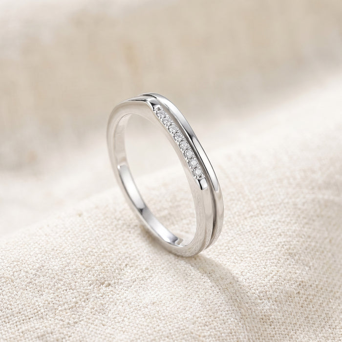 Row-Set Silver Band Ring