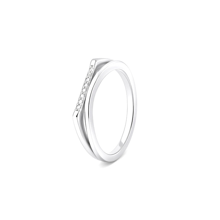 Row-Set Silver Band Ring