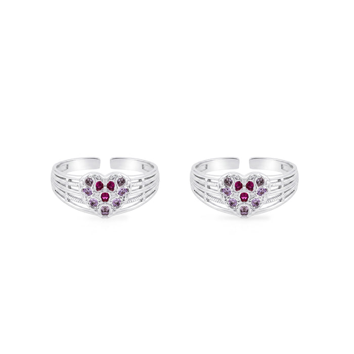 Ruby Heart Motif Toe Ring