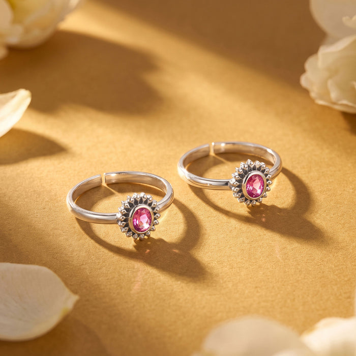 Ruby Sunburst Toe Ring